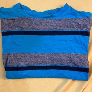 Blue and black horizontal striped shirt sleeve boys shirt faded glory size M 8
